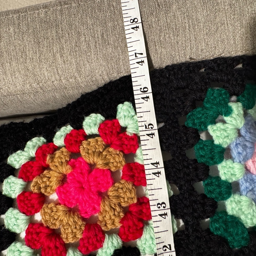Vintage Colorful Crochet Patchwork Blanket - Picture 3 of 5